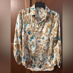 Elegant Brown and Blue Women's Top